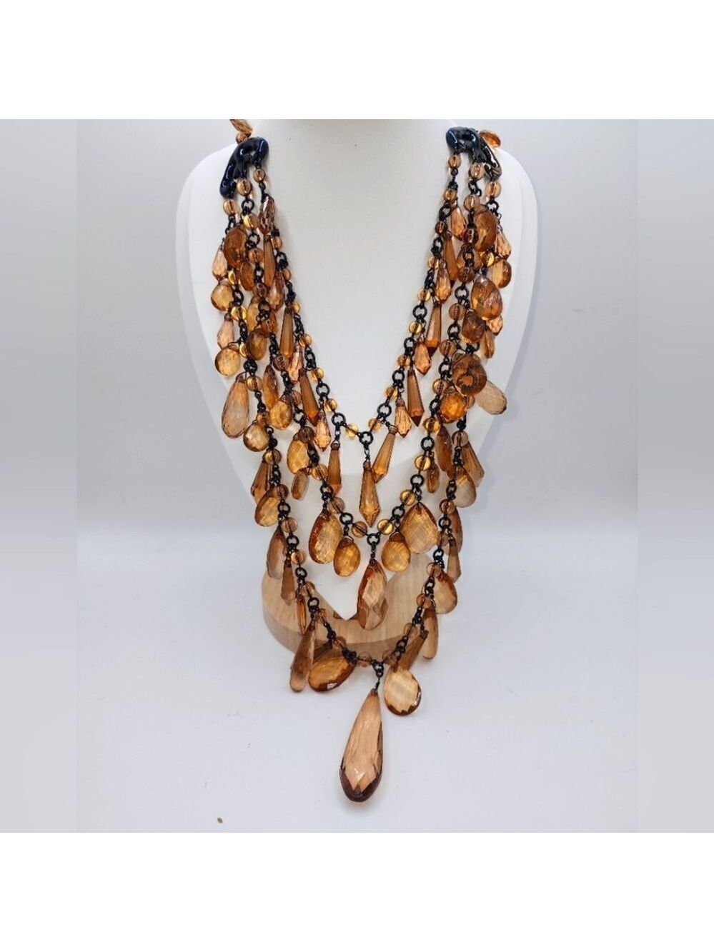 Joan Rivers 3 Row Sparkling Teardrops 26" Necklace w/ 3" extender NWOT